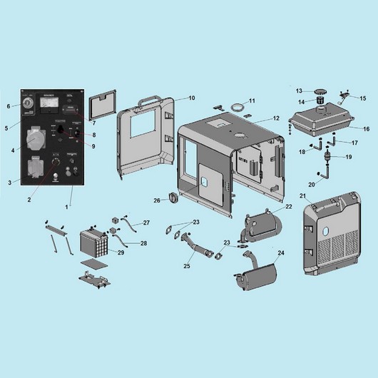 Кожух, топливный бак и выключатель Champion DG6501ES+ATS